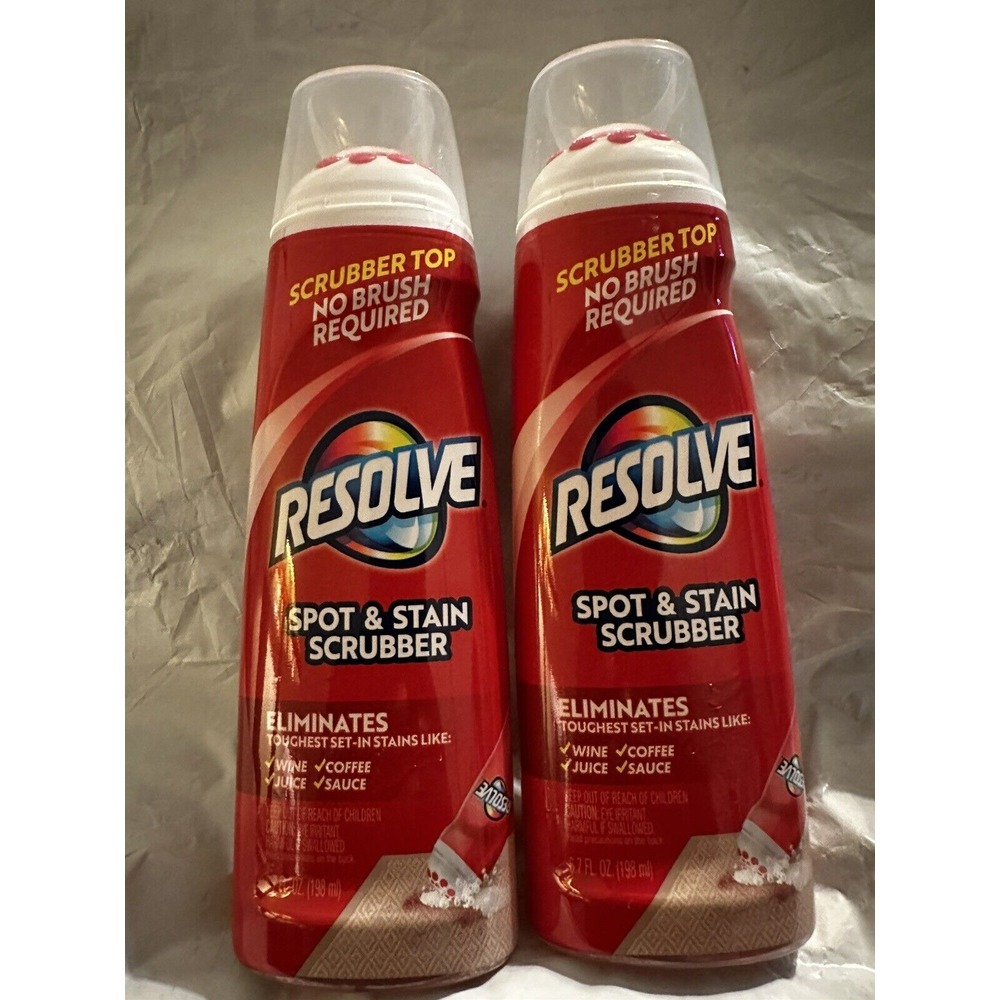 2 Pk Resolve Spot‎ & Stain Scrubber Top Eliminates Wine Coffee Juice Sauce 6.7oz